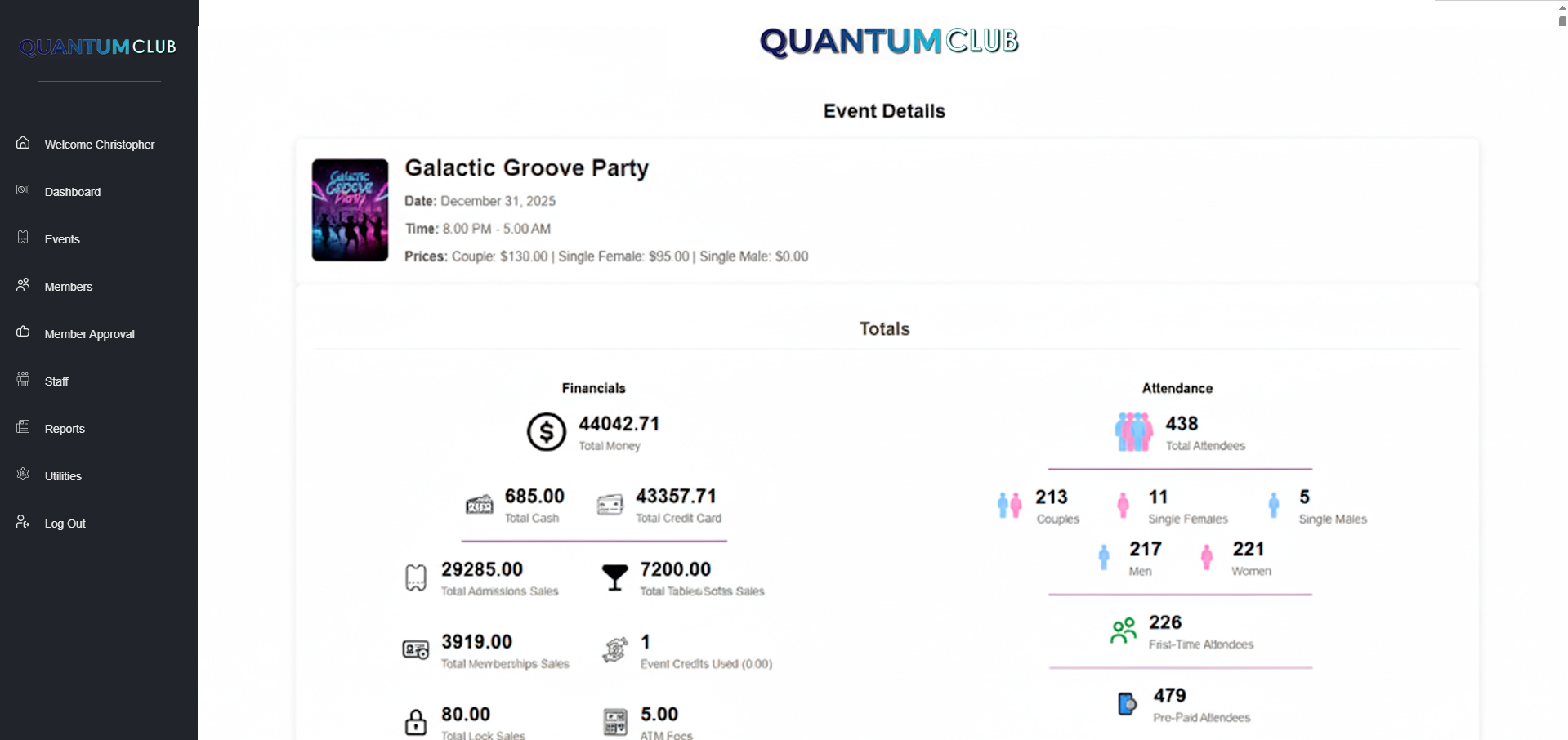 QMS-CLUB Add Event Details