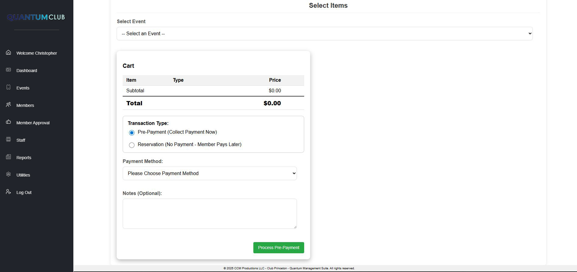 QMS-CLUB Reservations